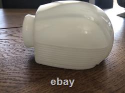 Antique Art Deco Porcelain Bathroom Milk Glass Shade, 1930s