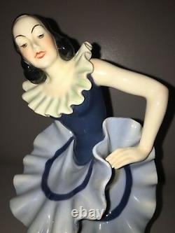 Antique Art Deco Porcelain Dancer Ballerina Lady Woman Figurine Figure Pierrette