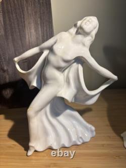 Antique Art Deco Porcelain Dancing Lady Figurine Made In Japan 1920s