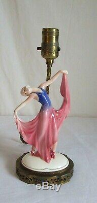 Antique Art Deco Porcelain Dancing Lady Lamp