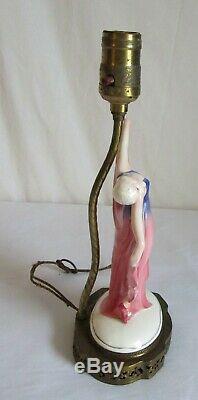 Antique Art Deco Porcelain Dancing Lady Lamp