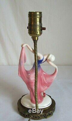 Antique Art Deco Porcelain Dancing Lady Lamp