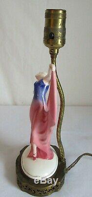 Antique Art Deco Porcelain Dancing Lady Lamp