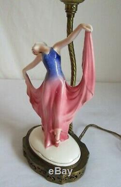 Antique Art Deco Porcelain Dancing Lady Lamp