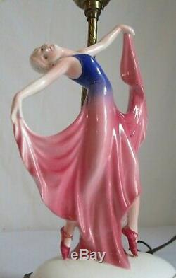 Antique Art Deco Porcelain Dancing Lady Lamp