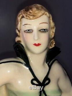 Antique Art Deco Porcelain Lady Woman Flapper Figurine Figure Czechoslovakia