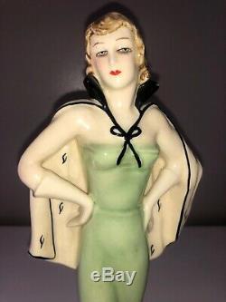 Antique Art Deco Porcelain Lady Woman Flapper Figurine Figure Czechoslovakia