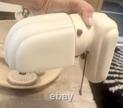 Antique Art Deco Porcelain Milk Glass Shade Bathroom Wall Lamp Sconce Light