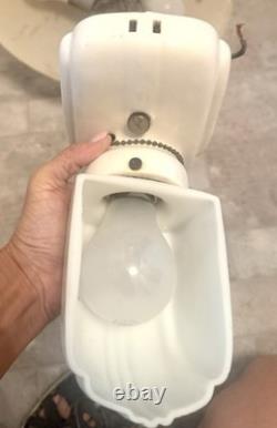 Antique Art Deco Porcelain Milk Glass Shade Bathroom Wall Lamp Sconce Light