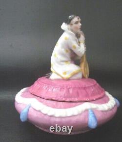 Antique Art Deco Porcelain Pierrot Clown Figurine Box Sitzendorf