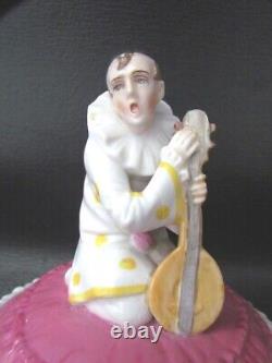 Antique Art Deco Porcelain Pierrot Clown Figurine Box Sitzendorf