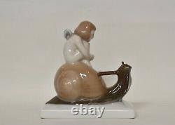 Antique Art Deco Rosenthal A. Caasmann Girl Putto Snail Mail Porcelain Figurine