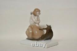Antique Art Deco Rosenthal A. Caasmann Girl Putto Snail Mail Porcelain Figurine