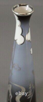 Antique Art Deco Rosenthal Germany Deer Silver Overlay Modernist Porcelain Vase