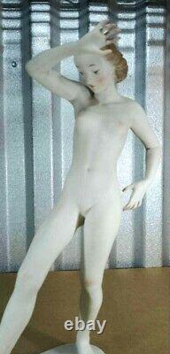 Antique Art Deco Rosenthal Porcelain Figurine Large Nude, 11 H