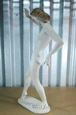 Antique Art Deco Rosenthal Porcelain Figurine Large Nude, 11 H