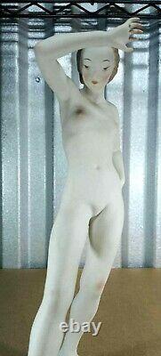 Antique Art Deco Rosenthal Porcelain Figurine Large Nude, 11 H