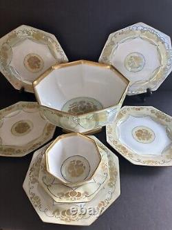 Antique Art Deco Rosenthal SELB BAVARIA Hand Painted Signed Bowl Plate Set 8 Pc