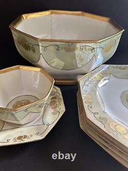 Antique Art Deco Rosenthal SELB BAVARIA Hand Painted Signed Bowl Plate Set 8 Pc