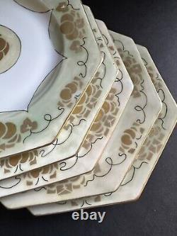 Antique Art Deco Rosenthal SELB BAVARIA Hand Painted Signed Bowl Plate Set 8 Pc