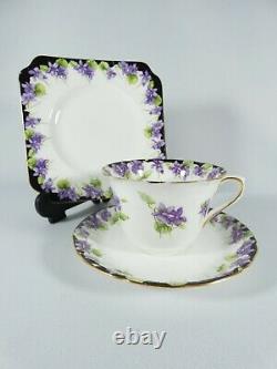 Antique Art Deco Royal Doulton Violets Teacup Trio Cup Saucer Plate Set H3747