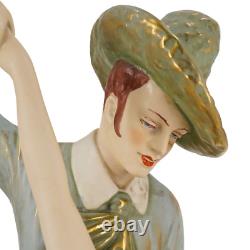 Antique Art Deco Royal Dux Porcelain Figurine, Tango, 15 high