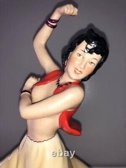 Antique Art Deco Royal Dux Semi Nude Gypsy Lady Woman Dancer Porcelain Figurine