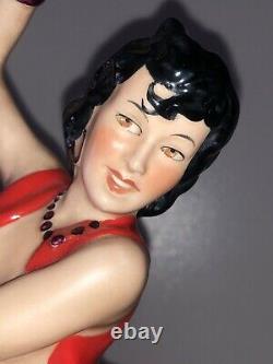 Antique Art Deco Royal Dux Semi Nude Gypsy Lady Woman Dancer Porcelain Figurine