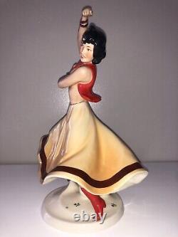 Antique Art Deco Royal Dux Semi Nude Gypsy Lady Woman Dancer Porcelain Figurine