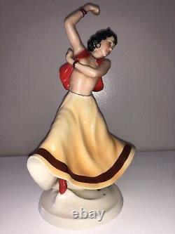 Antique Art Deco Royal Dux Semi Nude Gypsy Lady Woman Dancer Porcelain Figurine