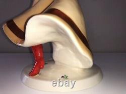 Antique Art Deco Royal Dux Semi Nude Gypsy Lady Woman Dancer Porcelain Figurine