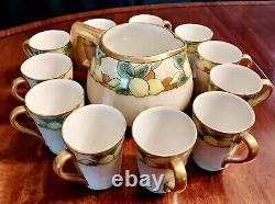 Antique Art Deco TK Count Thun Czech porcelain pitcher & cups. Signed ZM