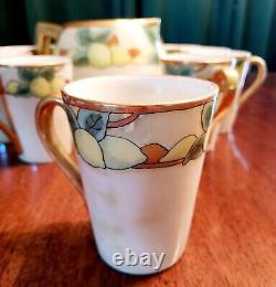 Antique Art Deco TK Count Thun Czech porcelain pitcher & cups. Signed ZM