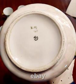 Antique Art Deco TK Count Thun Czech porcelain pitcher & cups. Signed ZM