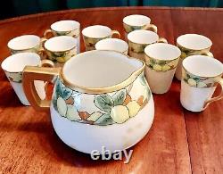 Antique Art Deco TK Count Thun Czech porcelain pitcher & cups. Signed ZM