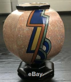 Antique Art Deco Vase By Antoine Dubois Belgium Ceramic Pottery Abstract Colors