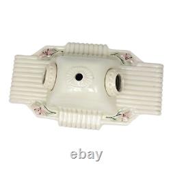 Antique Art Deco Victorian Porcelain Ceiling Light Fixture With Floral Design 15