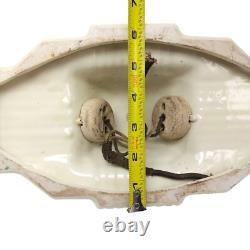 Antique Art Deco Victorian Porcelain Ceiling Light Fixture With Floral Design 15