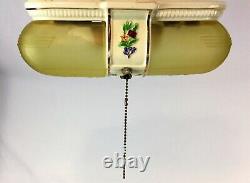 Antique Art Deco c1930 Porcelain Flushmount Ceiling Light Slip Shades RARE