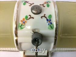 Antique Art Deco c1930 Porcelain Flushmount Ceiling Light Slip Shades RARE
