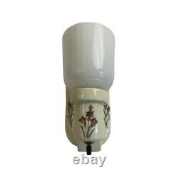 Antique Art Deco c1930 Porcelain Sconce Iris Floral Pattern Milk Glass Shade