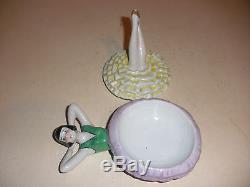 Antique Art Deco porcelain / china Half Doll legs up Powder box Vanity Piece