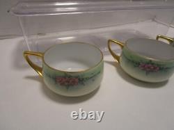 Antique Art Deco porcelain hand-painted 12 Pc. Set cup saucer gilded 1920's