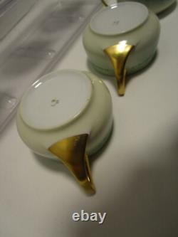 Antique Art Deco porcelain hand-painted 12 Pc. Set cup saucer gilded 1920's
