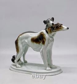 Antique Art Deco vintage Karl Ens porcelain Borzoi pair wolfhound Porzellan dogs