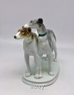 Antique Art Deco vintage Karl Ens porcelain Borzoi pair wolfhound Porzellan dogs