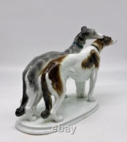 Antique Art Deco vintage Karl Ens porcelain Borzoi pair wolfhound Porzellan dogs