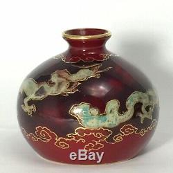 Antique Art Porcelain Vase Signed Oriole Flambe by Bernard Moore Chinese Dragons