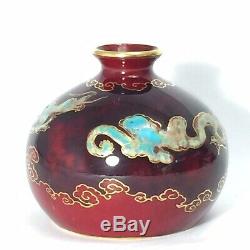 Antique Art Porcelain Vase Signed Oriole Flambe by Bernard Moore Chinese Dragons