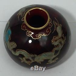 Antique Art Porcelain Vase Signed Oriole Flambe by Bernard Moore Chinese Dragons